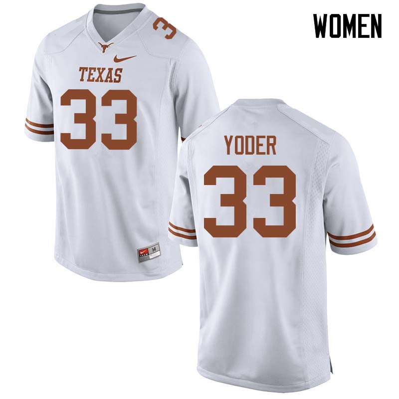 Women #33 Tim Yoder Texas Longhorns College Football Jerseys Sale-White